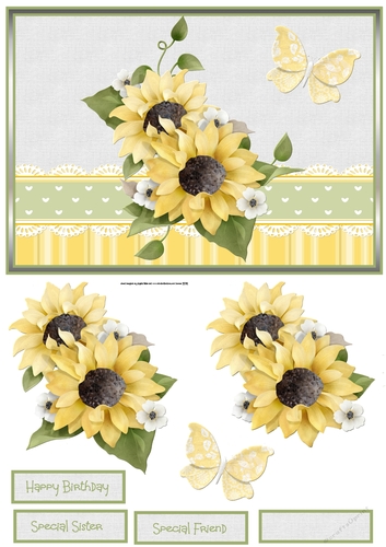 Sunflowers and butterfly A5 card