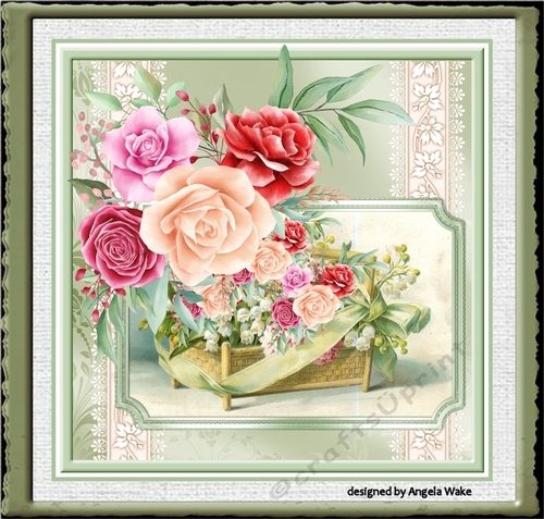 Basket of flowers 7x7 card