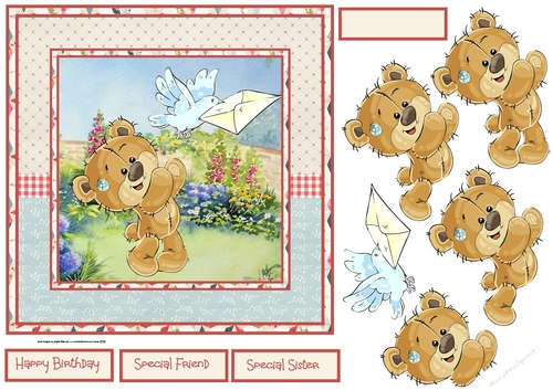 Teddy bear wishes sent to you 7x7 card