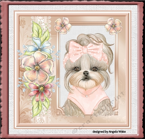 Adorable puppy and flowers 7x7 card