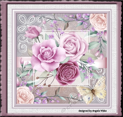 Roses and butterfly 7x7 card