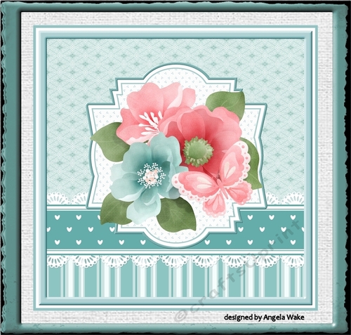 Poppy flowers and butterfly 7x7 card