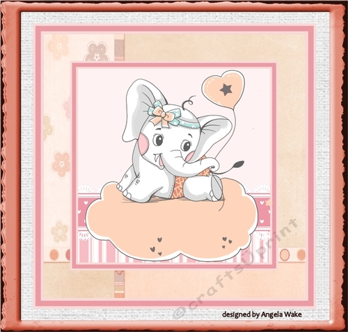 Baby elephant 7x7 card