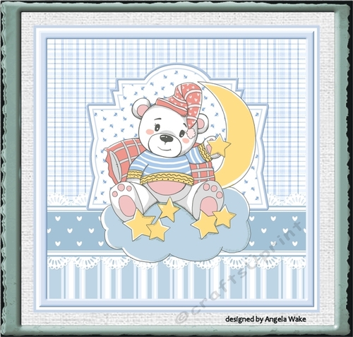 Teddy bear on a cloud 7x7 card