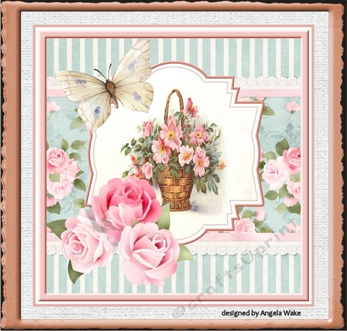 Basket of roses 7x7 card