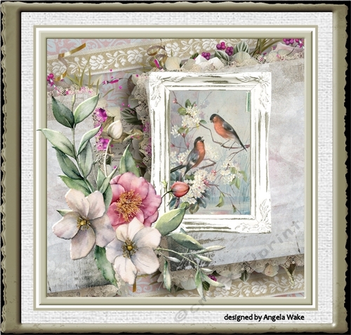 Birds and flowers 7x7 card