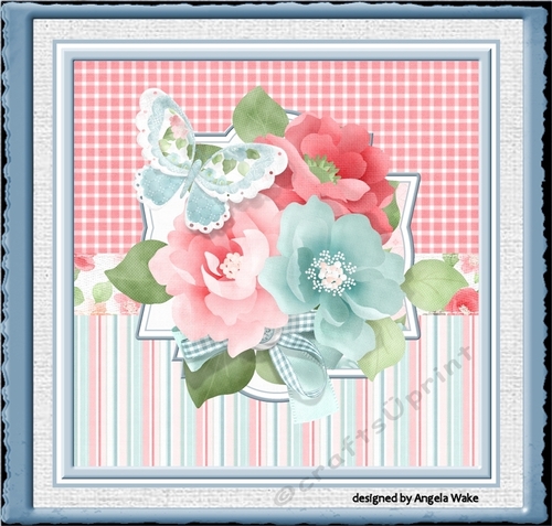 Flowers and butterfly 7x7 card
