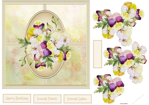 Summer pansies 7x7 card
