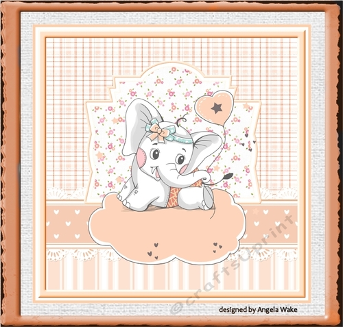 Baby girl elephant 7x7 card
