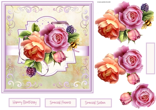 Summer rose 7x7 card