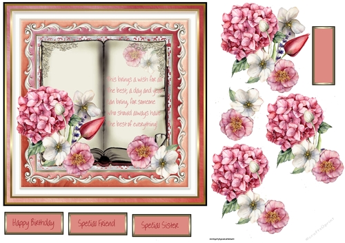 Hydrangea book and verse 7x7 card 