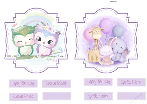 Owls and various animals toppers