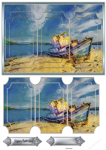 Moored old boat A5 card