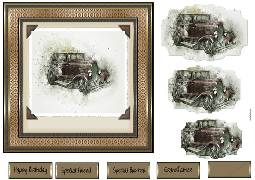 Oldtimer car 7x7 card