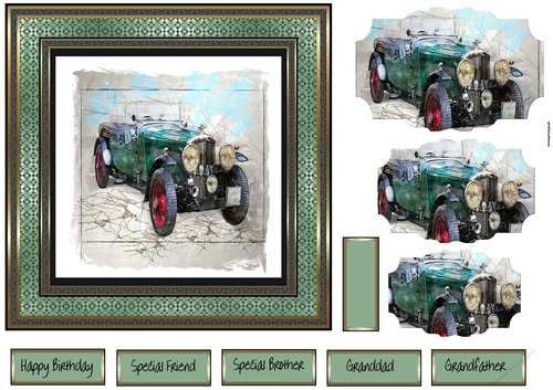Vintage car 7x7 card