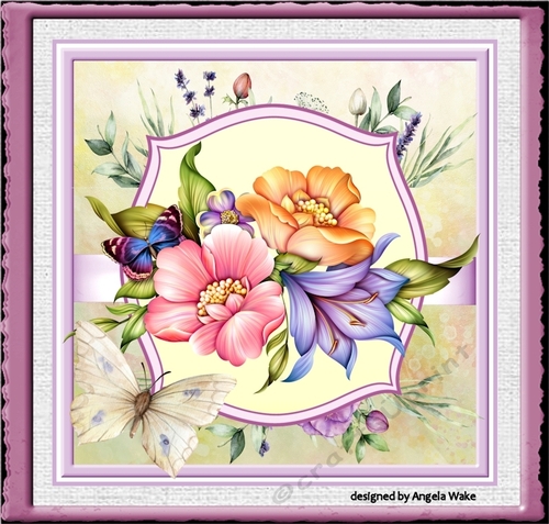 Florals and butterfly 7x7 card