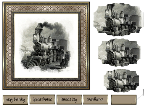 Vintage steam train travel 7x7 card