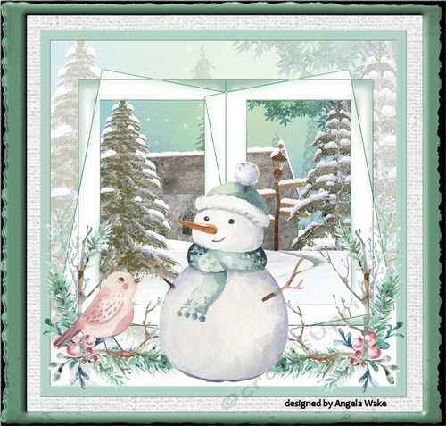 Snowman and robin 7x7 card