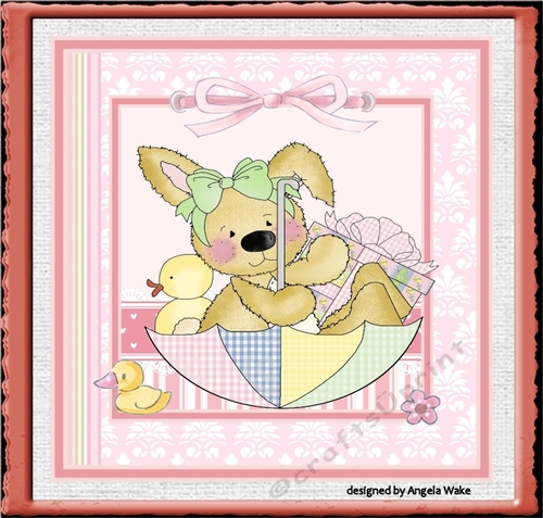 Baby girl bear birthday 7x7 card