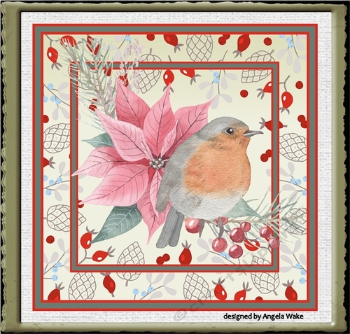 Robin and poinsettia 7x7 card