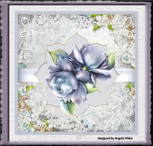 Blue rose and lace 7x7 card