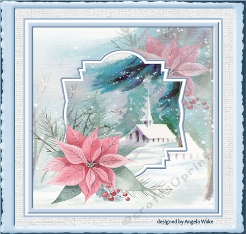 Church in the snow 7x7 card