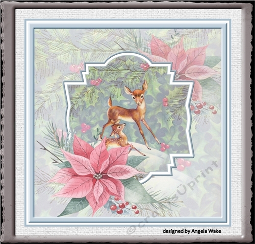 Reindeer in the snow 7x7 card
