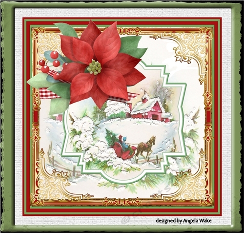 Red poinsettia 7x7 card