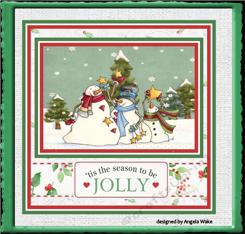 Snowmen hanging the stars 7x5x7x5 card