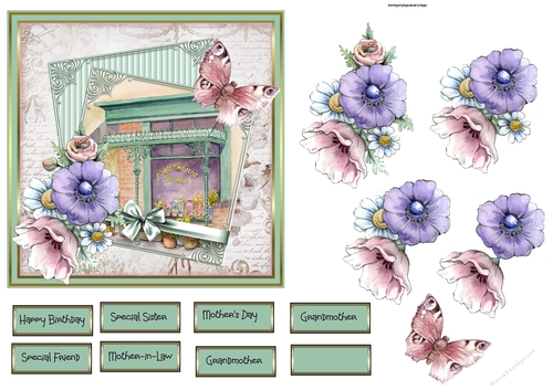 The flower shop 6x6 card
