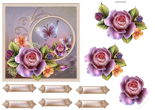 English rose 6x6 card