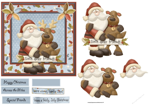 Santa and his friend 6x6 card
