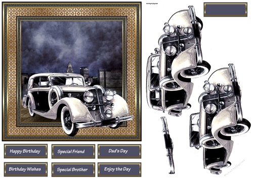 the vintage car 6x6 card