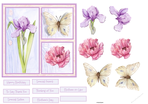 Summer flowers and butterfly 6x6 card