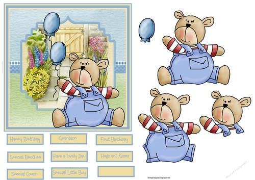 Balloon bear 6x6 card
