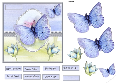 Blue butterfly 6x6 card