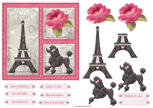 Poodle in Paris 6x6 card