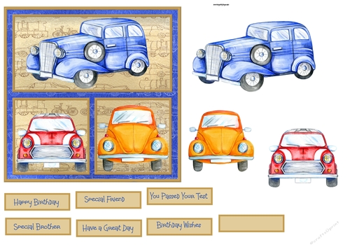 Classic cars 6x6 card