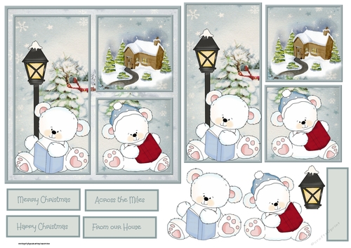 Polar bears Vintage Christmas 6x6 card