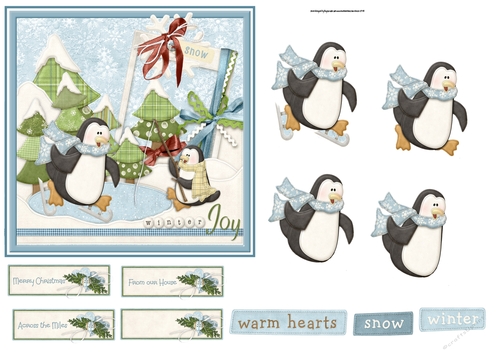 Penguin fun 6x6 card