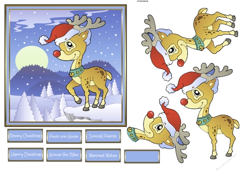 Rudolf the reindeer 6x6 card