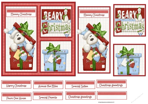 Teddy bear Christmas 6x6 card