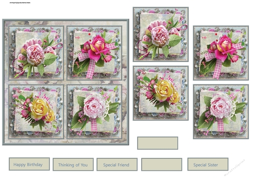 Vintage flowers 6x6 card