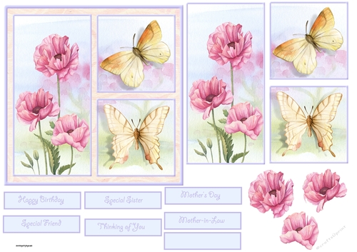 Poppy and butterfly 6x6 card
