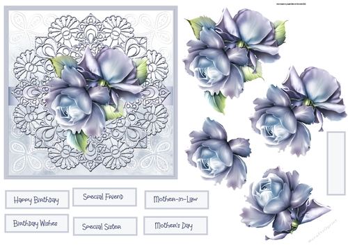 Blue Rose 6x6 card