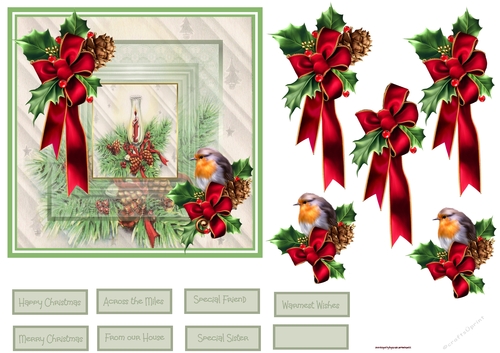 Lamp and holly 6x6 card