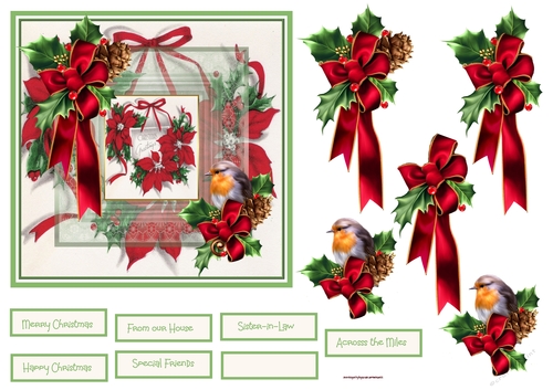 Red poinsettia 6x6 card