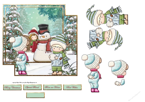 Snowball fight shaped 6x6 card