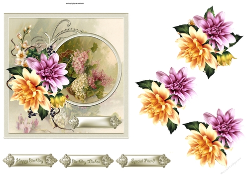 Summer Dahlias 6x6 card