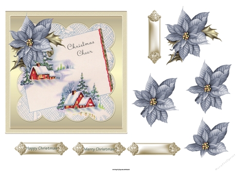 Vintage times and poinsettias 6x6 card